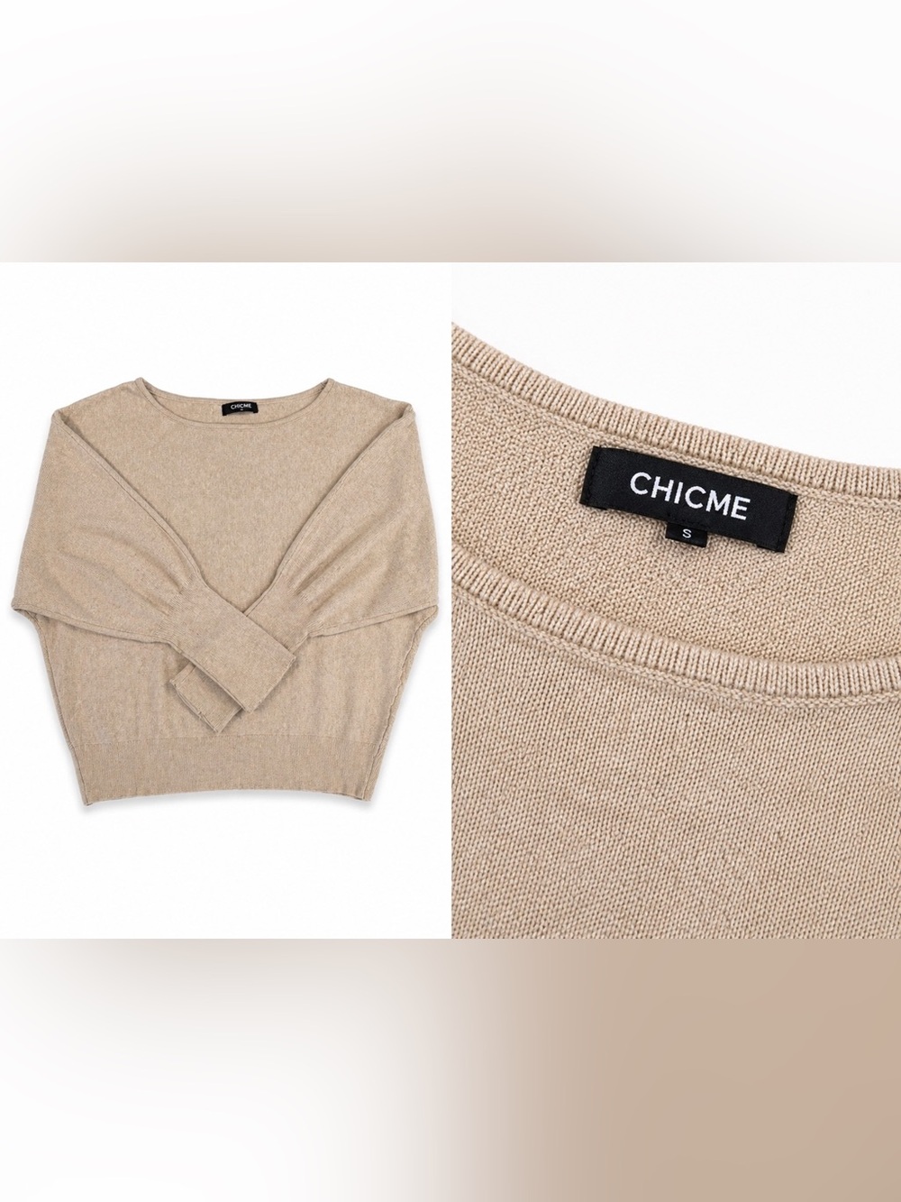 ChicsheCrewneck Sweater in Light Beige